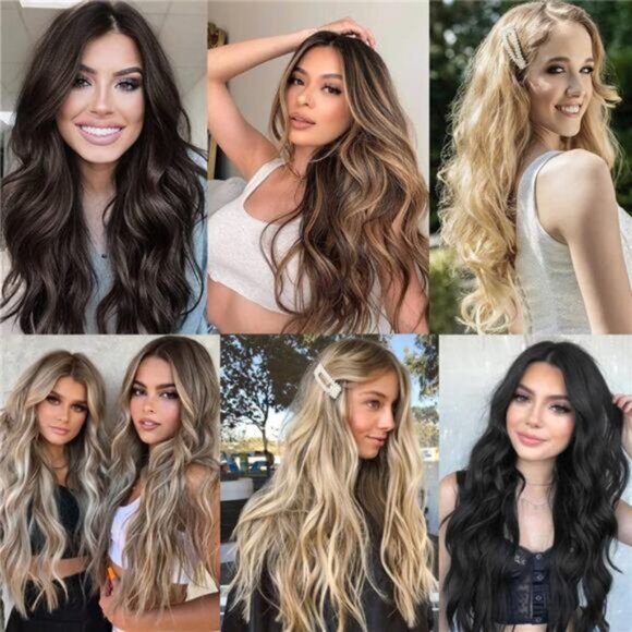 Halo Hair Extensions 20 Inch Brown with Golden Highlight - Picture 4 of 6